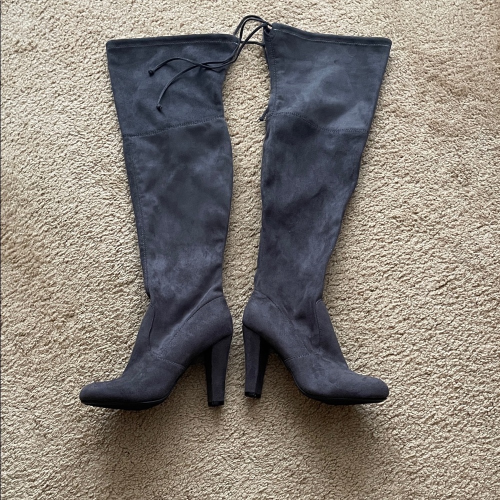 Zigi Soho Brock charcoal faux suede Over-the-Knee Boots size 8. EUC